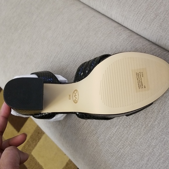 Michel Kors black snake print leather platform shoes. - Picture 6 of 7